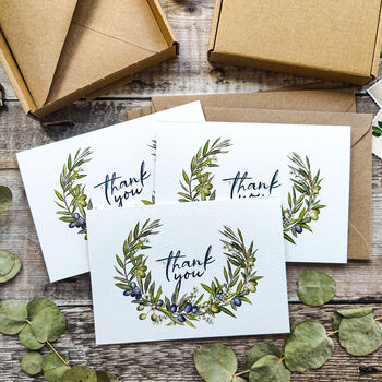 Olive Floral Thank You Cards And Envelopes, 3 of 5