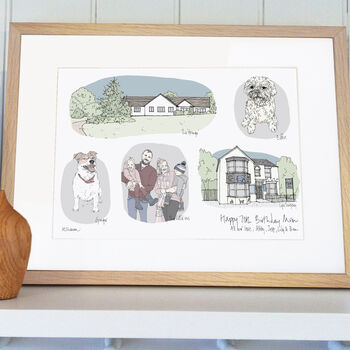 Personalised 70th Birthday Gift Drawing Illustration, 6 of 7