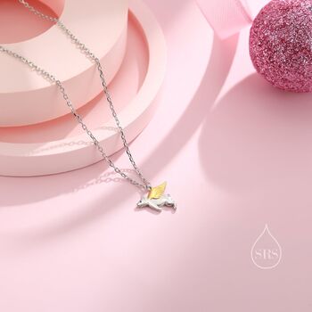 Sterling Silver Flying Pig Pendant Necklace, 6 of 10