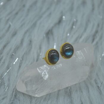 Labradorite Sterling Silver Stud Earrings, 2 of 9