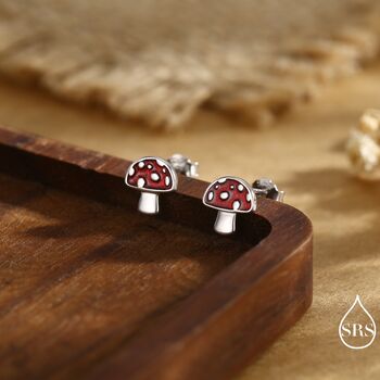 Mushroom Stud Earrings In Sterling Silver, 2 of 11