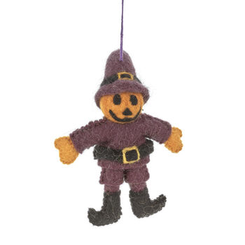 Handmade Felt Jack The Pumpkin Halloween Decoration, 2 of 4