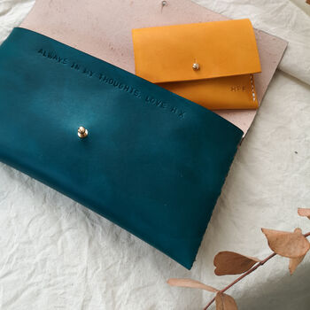 'Hidden Message' Personalised Leather Clutch Bag, 7 of 12