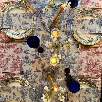 Blue Toile De Jouy Table Runner, 2 of 3