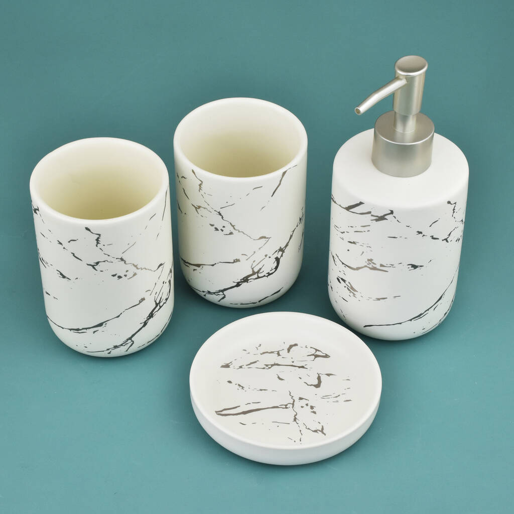 G Decor Four Piece Naples Marble Effect Bathroom Set By G Decor