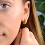 Gold Misshapen Huggie Hoop Earrings, thumbnail 1 of 9