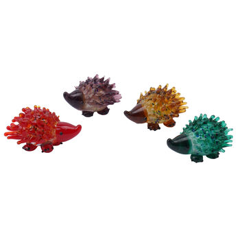 Artisan Glass Set Of Four Hedgehogs In Gift Box, 3 of 3