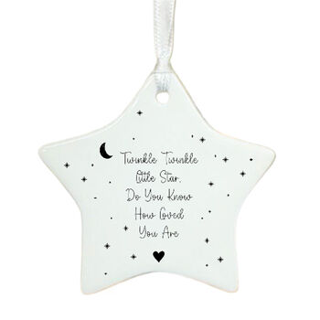 Custom Twinkle Twinkle Little Star Porcelain Christmas Decoration, 2 of 4