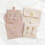 Bridesmaid Pearl Earrings Bridal Party Gift With Personalised Pouch, thumbnail 2 of 4