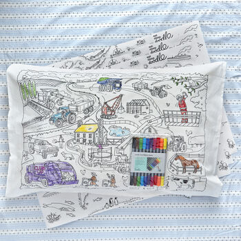 Cars And Tractors Colour In Pillowcase Kit + 10 Pens, 3 of 6