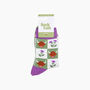 Highland Cow Thistle Checkerboard Bamboo Socks In Green/Purple, thumbnail 4 of 4