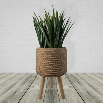 Seagrass Style Composite Planter With Stand, 8 of 10