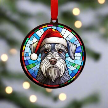 Schnauzer In Santa Hat Suncatcher Decoration, 2 of 6
