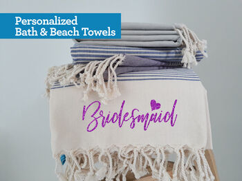 Personalised Natural Cotton Beach Towel, Peshtemal, 2 of 12