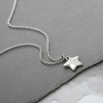 Sterling Silver Polished Star Necklace, 4 of 5