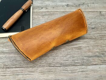 Personalised Burnt Tan Leather Glasses Case, 7 of 11