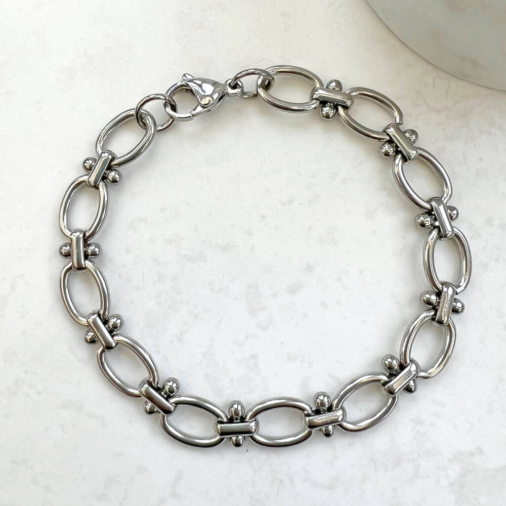 Stainless Steel Chunky Chain Bracelet By Vintage Lane