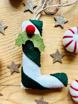 Hanging Felt Christmas Candy Cane Letter, 7 of 8