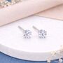 Sterling Silver April Birthstone Micro Stud Earrings – 4mm, thumbnail 1 of 9