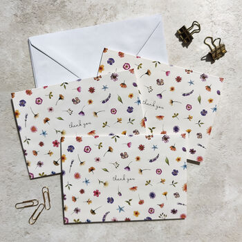 Pressed Wildflowers A6 Folded Thank You Cards And Envelopes, 2 of 10