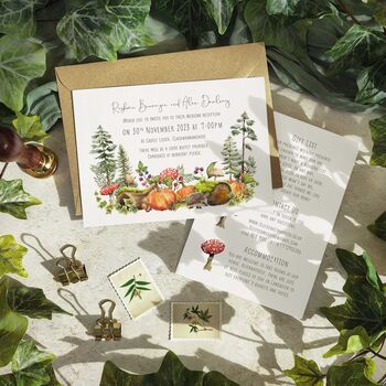 Autumn Woodland Evening Invitations And Envelopes, 3 of 8