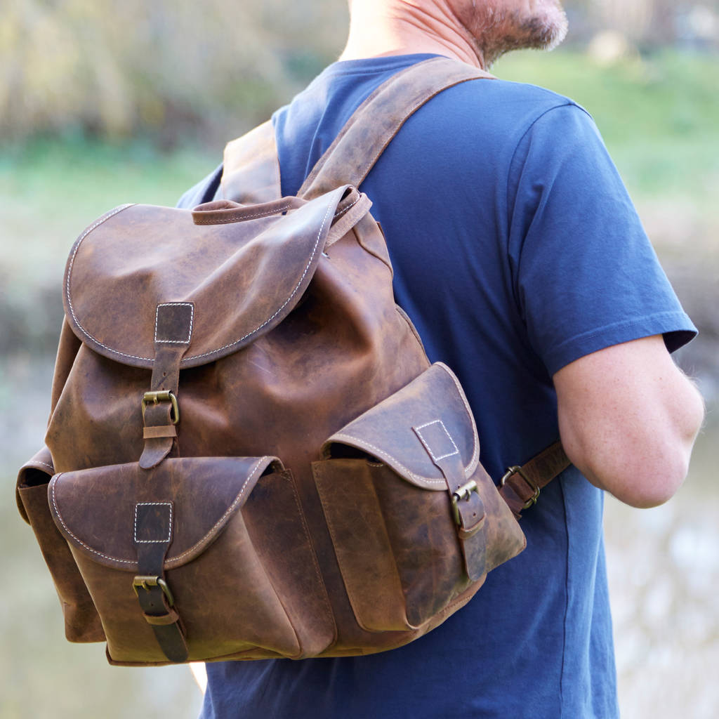 Personalised Buffalo Leather Backpack By Paper High ...