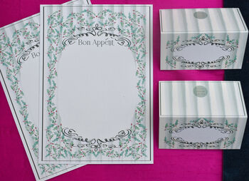 Festive Holly Menu And Place Card Set, 9 of 9