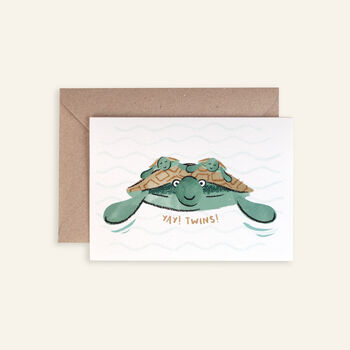 Turtle Twin New Baby Card, 2 of 3
