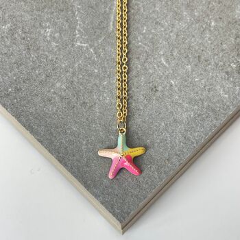 Colourful Pastel Enamel Starfish Necklace, 5 of 7