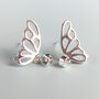 Sterling Silver Butterfly Wing Dangle Stud Earrings, thumbnail 3 of 5