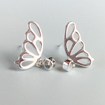 Sterling Silver Butterfly Wing Dangle Stud Earrings, 3 of 5