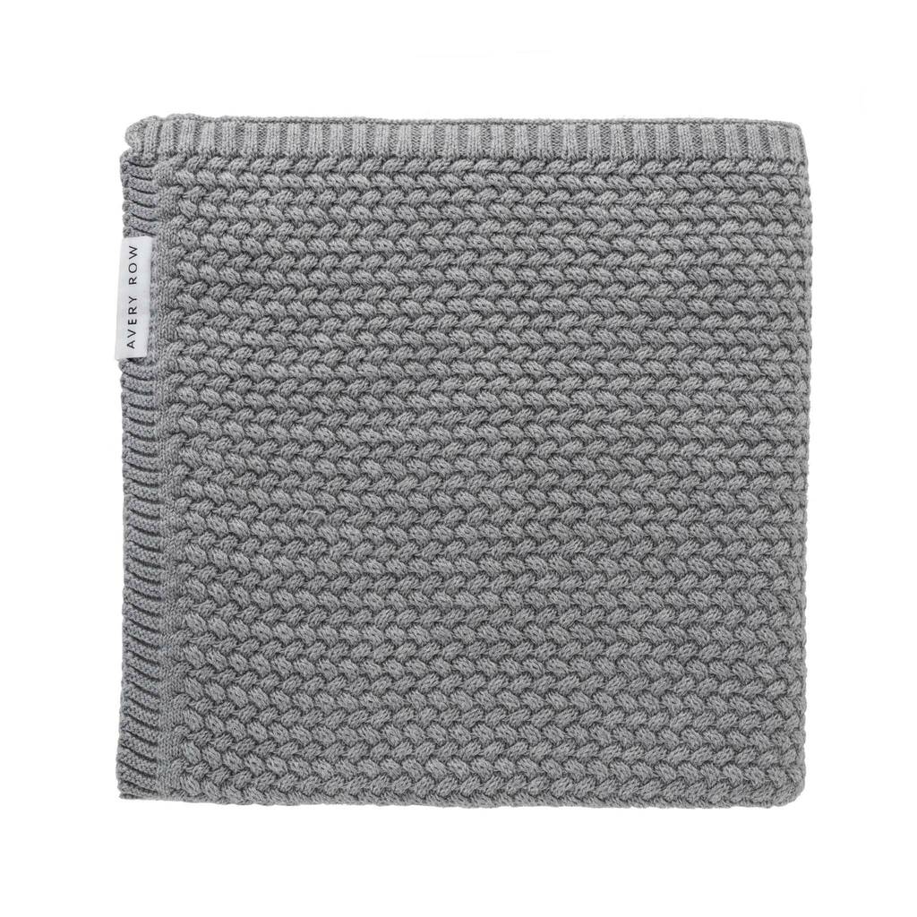 grey knitted blanket by avery row | notonthehighstreet.com