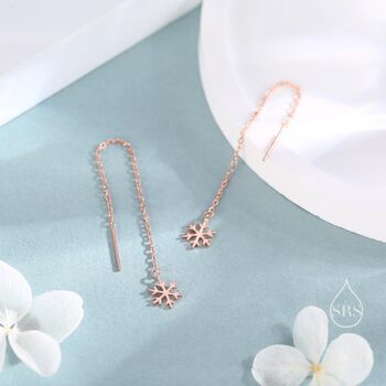 Sterling Silver Snowflake Threader Earrings, 5 of 12