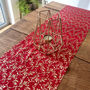 Red And Gold Muslin Vine Flowers Table Runner 3m Christmas Table Scape, thumbnail 4 of 4