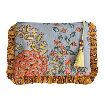Coral Exotic Bouquet Quilted Make Up Bag, 4 of 4