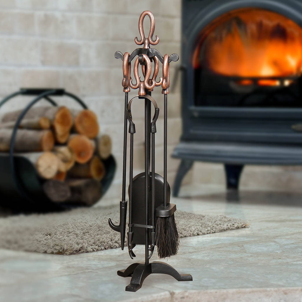 Chelsea Black And Copper Fireside Companion Set, 1 of 6