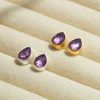 Amethyst Sterling Silver Stud Earrings, 2 of 5