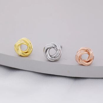Sterling Silver Love Knot Stud Earrings, 4 of 12