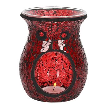 Large Red Crackle Glass Oil Burner And Wax Warmer, 2 of 4