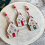 Wooden Gingerbread House Decorations Christmas Set Of Six, thumbnail 3 of 8