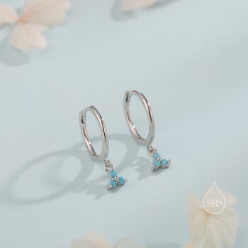 Sterling Silver Extra Tiny Three Cz Huggie Hoop Earrings, 2 of 12