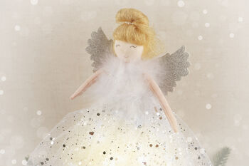 Large Light Up Silver Angel Christmas Tree Topper, 2 of 6