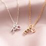 Sterling Letter And Heart Birthstone Necklace Gift Set, thumbnail 2 of 10