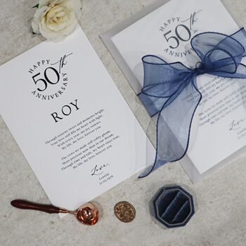 Luxury 50th Anniversary Card Personalised Wedding Anniversary Gift Husband And Wife, 6 of 9