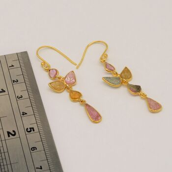 Pink Tourmaline Dangle Drop Earrings, 3 of 4