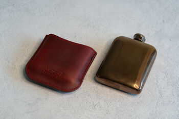 Burgundy Leather Cased Hip Flask 6oz Stainless Steel, 7 of 8