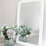 Aged White Wooden Beaded Mirror Two Sizes, thumbnail 1 of 4