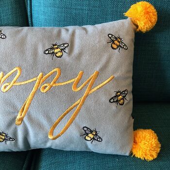 Grey Velvet Bee Cushion, 3 of 3