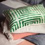 Oblong Velvet Ikat Cushion Green Maze, thumbnail 7 of 8