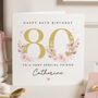 Personalised Floral 80th Birthday Card For Friend, thumbnail 1 of 7